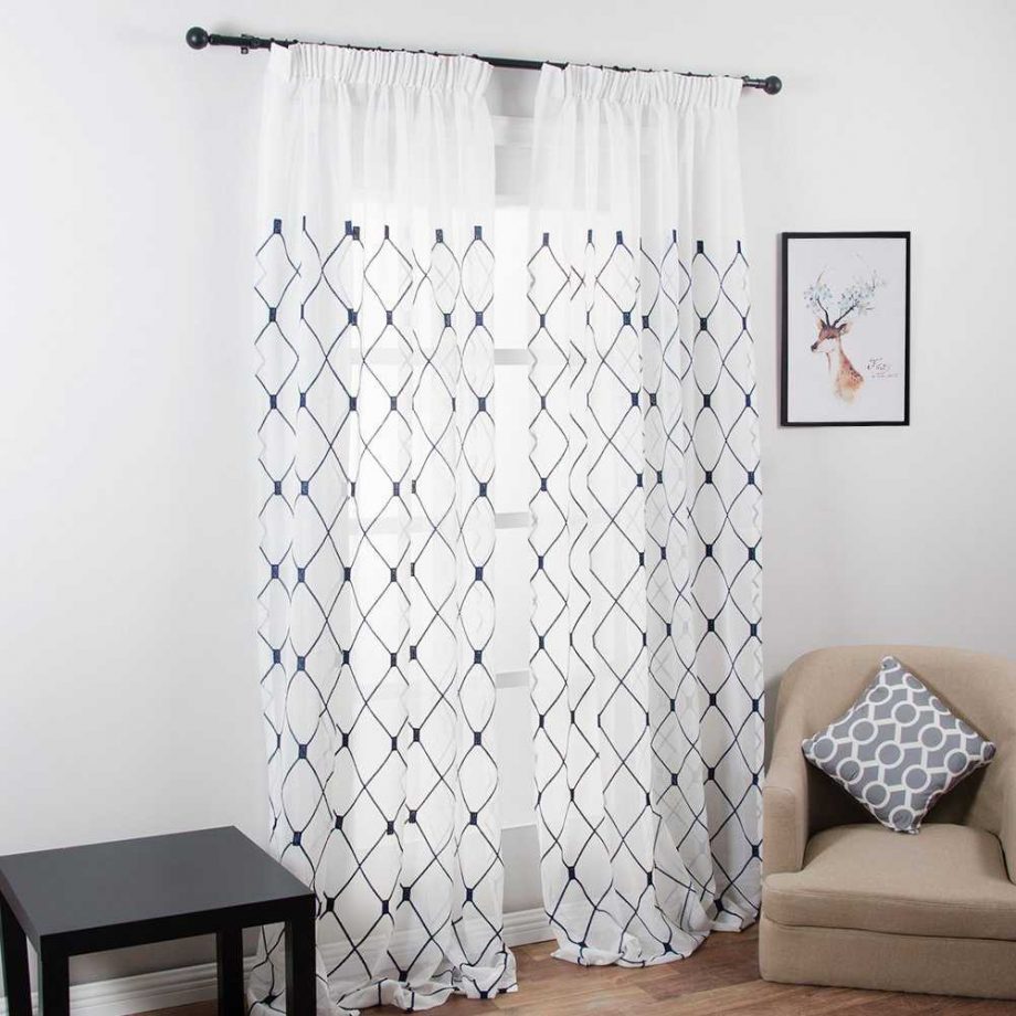 Embroidered Curtains with Geometric Pattern