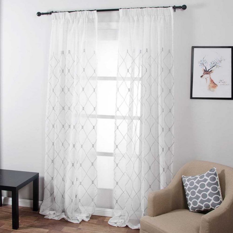 Embroidered Curtains with Geometric Pattern