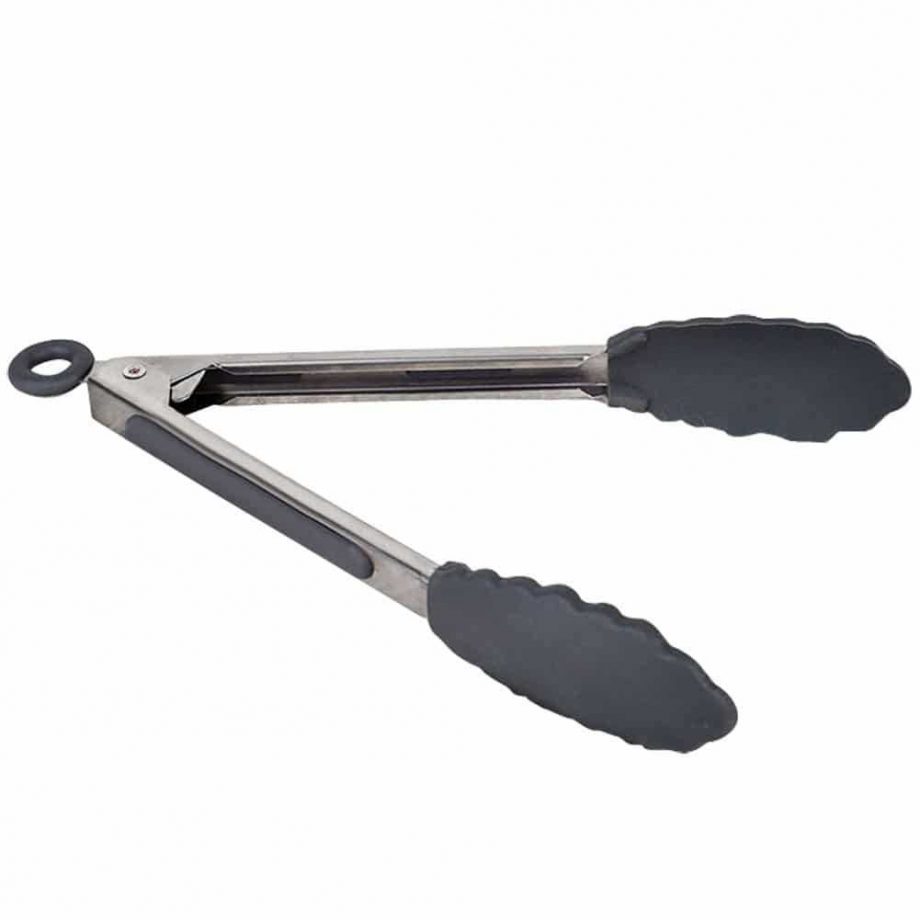 Stainless Steel Silicone Black BBQ Tongs