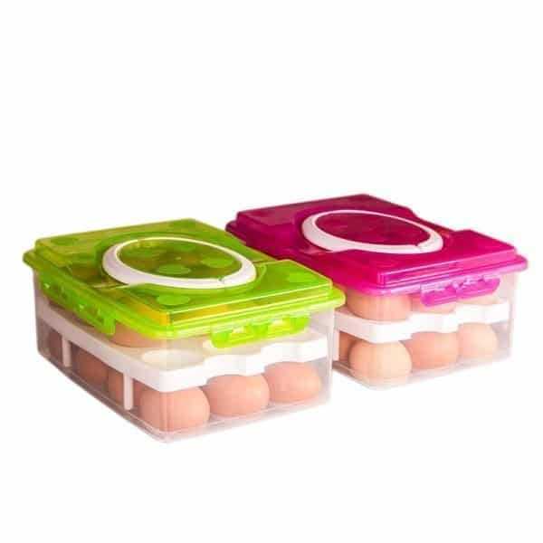 Capacious 2-Tiers Plastic Eggs Storage Box - ShopHomy