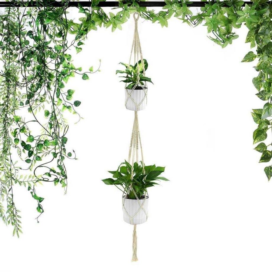 Retro Plant Hanger with 4 Ropes