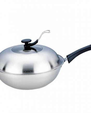 High Quality Non-Stick Eco-Friendly Stainless Steel Wok with Lid