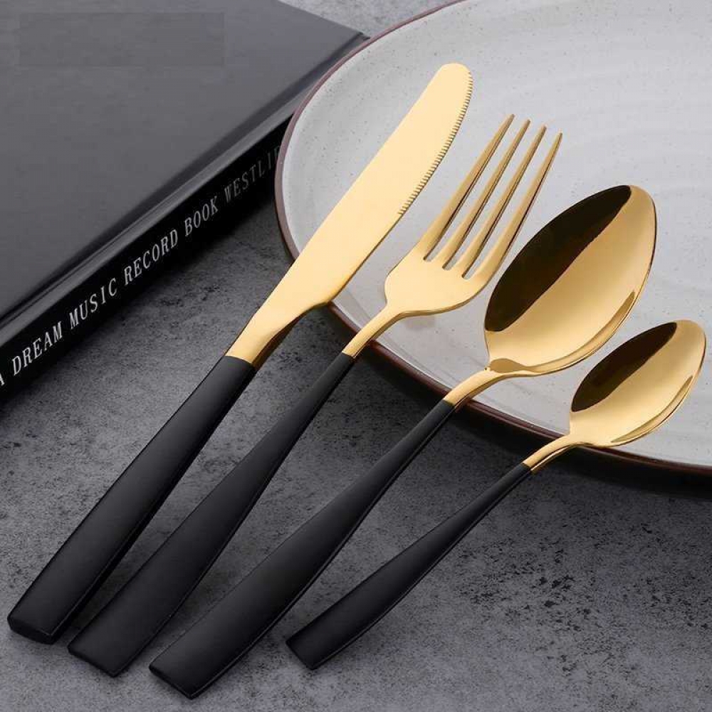 Black Gold Stainless Steel Flatware Set