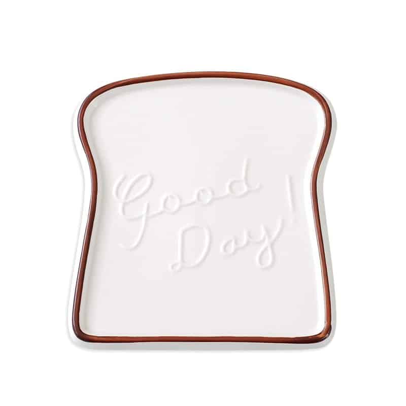 Good Day Toast Shaped Porcelain Plate