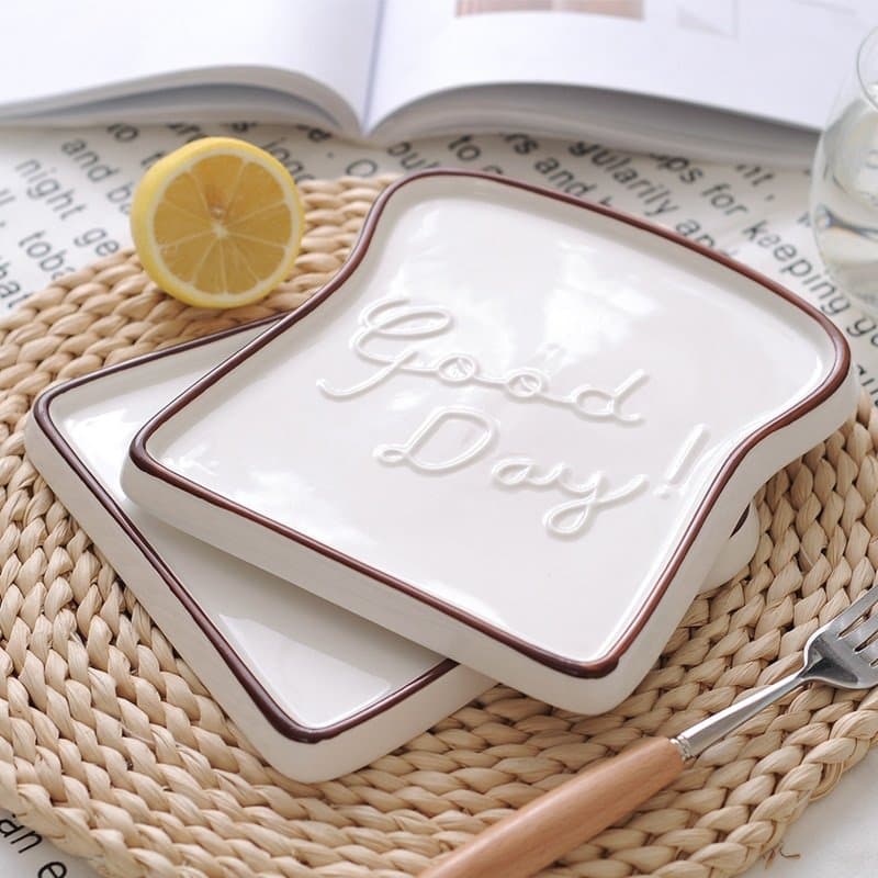 Good Day Toast Shaped Porcelain Plate