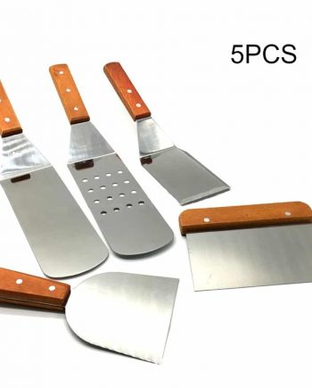 Wooden Handle Stainless Steel Spatula Set