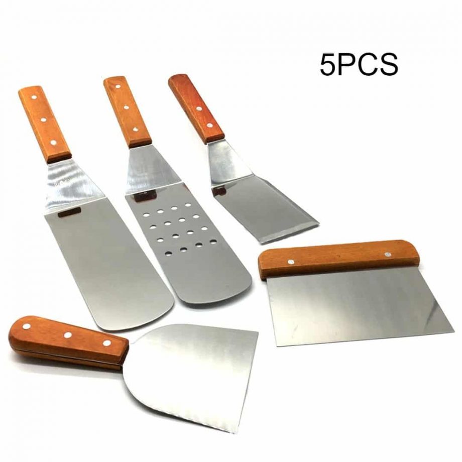 Wooden Handle Stainless Steel Spatula Set